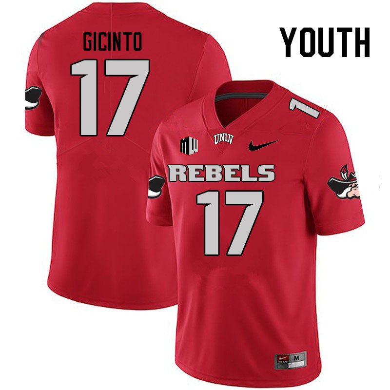 Youth #17 Dominic Gicinto UNLV Rebels College Football Jerseys Stitched Sale-Scarlet - Click Image to Close